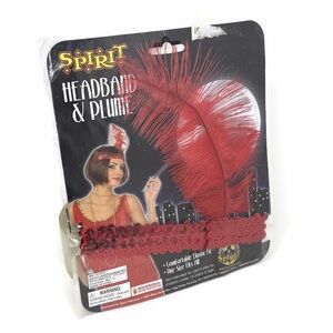 Spirit Red Head Band and Plume Flapper Roaring 20’s